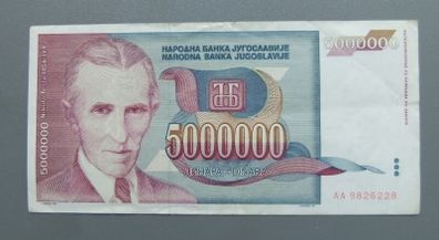 Yugoslavia 5000000 Dinara