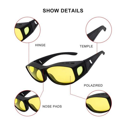 Anti Glare Night Vision HD Driving Glasses-Men & Women,TAC+PC Material Polarized Sunglasses-UV Protection Eyewear Sport Safety Glasses for Fishing, Car, Bicycle (Yellow)