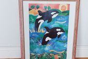 "Leap for freedom" by  Lisa V. Keaney  print in wooden glazed frame   size  55.5 x 46cm