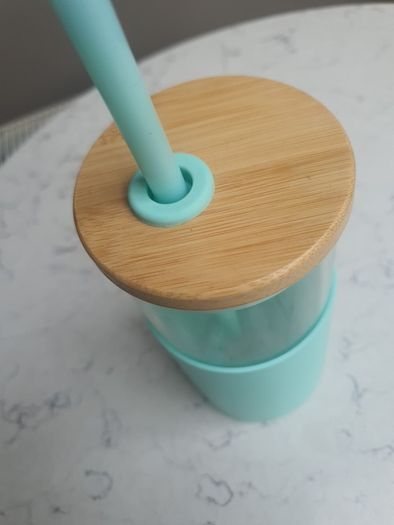 TRONCO Glass Tumbler with Bamboo lid Silicone Sleeve and Straw