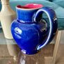 Denby Harlequin Jester Pitcher Cobalt Blue and Claret Stoneware Jug Posy Vase Image 4