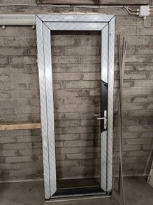 PVC door anthracite grey on white
