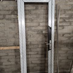 PVC door anthracite grey on white