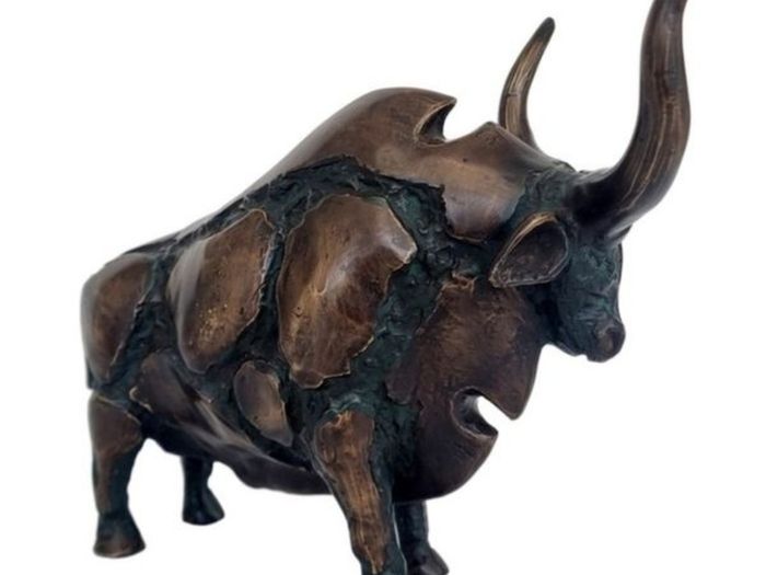Large Abstract Bull (35cm)  - Patinated Bronze