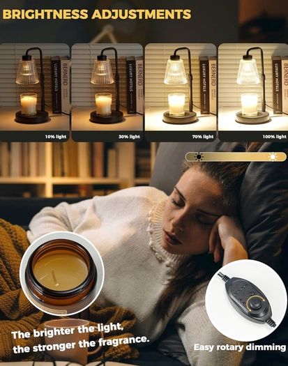 Candle Warmer Lamp with Timer, Birthday Gifts for Women Home Decor 24h Cycle Timer Dimmable Wax Melt Warmer with 2 Bulbs, Fall Decor for Home Living Room Halloween Decorations Gifts for Mom