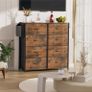 Fabric Chest of Drawers - Canvas Storage Unit with 8 Large Drawers Label Cards, Side Pocket & Hook for Living Room, Hallway, Bedroom Image 7