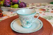 Vintage Noritake Japan Cup &amp; Saucer  Birds &amp; Floral Pattern, 1960s 80s