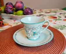 Vintage Noritake Japan Cup & Saucer  Birds & Floral Pattern, 1960s 80s