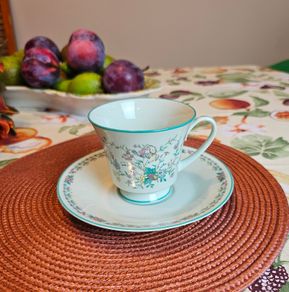 Vintage Noritake Japan Cup & Saucer  Birds & Floral Pattern, 1960s 80s