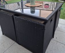 9 Piece Rattan Black Cube Dining Set
