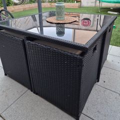9 Piece Rattan Black Cube Dining Set