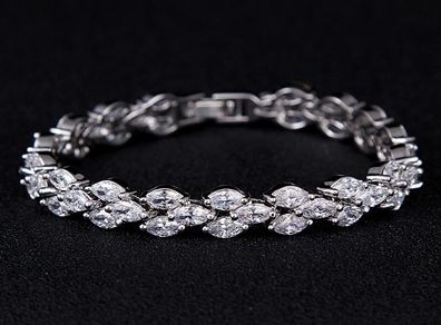 Crystal Bridal Wedding Silver Bracelet
