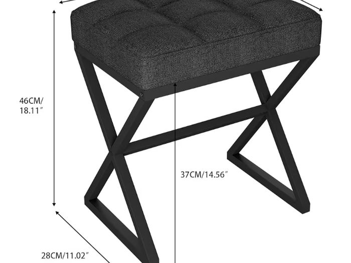 Square Ottoman Bench with Shaped Metal Legs Small Side Table Makeup Dressing Seat for Living Room Bedroom Entryway, Hallways 40 30 46CM Black