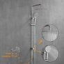 NEW SALE | Modern Chrome Shower Riser Rail Mixer, Round Bathroom Shower Tap System with Stainless Hose Pipe, Shower Head and ABS Handheld Shower Image 6