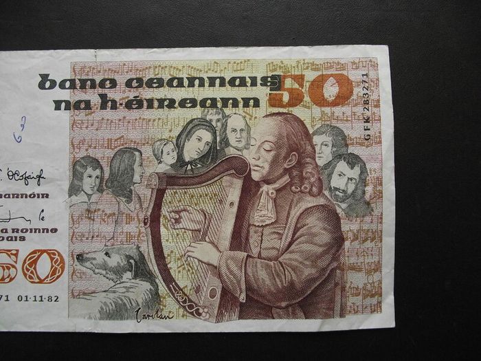 1982 Central Bank of Ireland 50 Pounds note. B Series