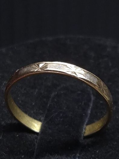 Vintage 14ct Gold Patterned Band Ring Size 52.5 Professionally Tested 1.14g