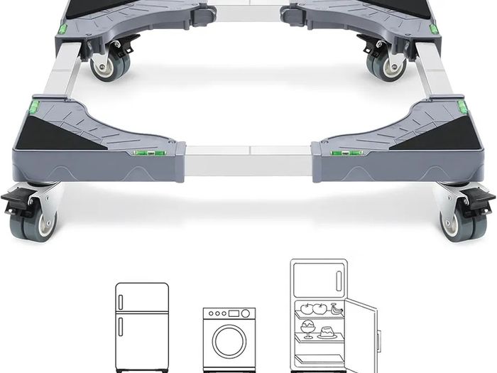 Adjustable Appliance Dolly Cart with 4 Locking Wheels, Small Furniture Mover Mobile Base Adjustable form 16 to 24-3/8 for Washing Machine, Dryer, Refrigerator, Max Weight 400 LBS