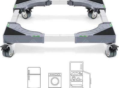 Adjustable Appliance Dolly Cart with 4 Locking Wheels, Small Furniture Mover Mobile Base Adjustable form 16 to 24-3/8 for Washing Machine, Dryer, Refrigerator, Max Weight 400 LBS