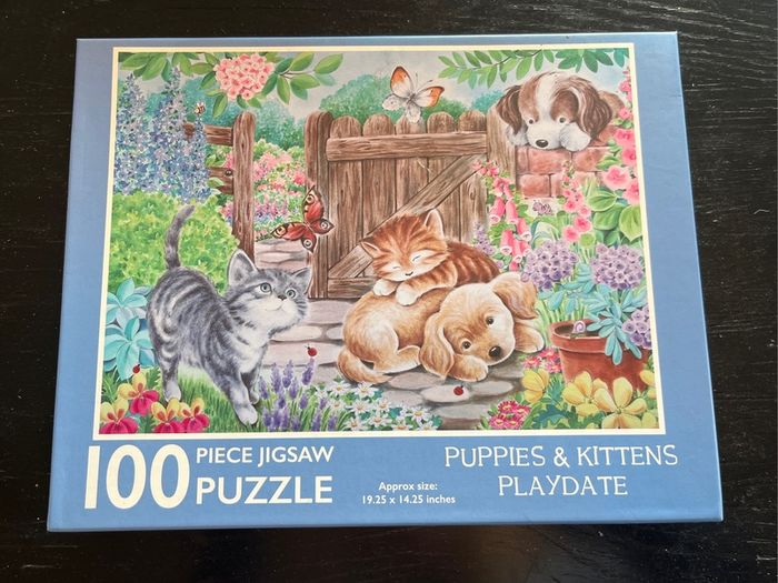 Puppies & kittens Play date 100 Piece Jigsaw Puzzle EUC