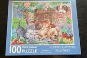 Puppies &amp; kittens Play date 100 Piece Jigsaw Puzzle EUC