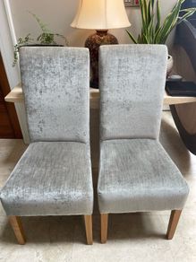 2 x Matching Grey Fabric Kitchen Dining Chairs - Can Deliver
