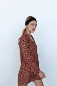 Fab Zara Red Floaty V-neck Dress, Size L New