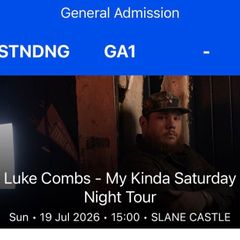 Luke Combs Tickets x 2 Sunday 19th July