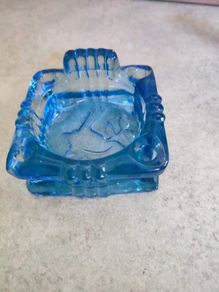 Vintage Art Deco Cobalt Blue Ashtray.