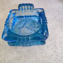 Vintage Art Deco Cobalt Blue Ashtray.