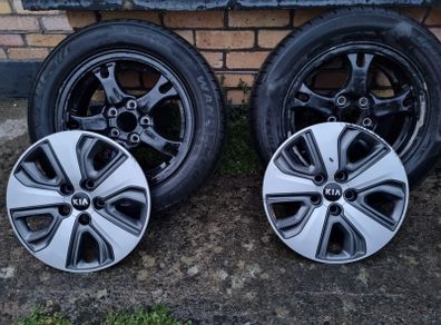 KIA 2x rims+caps with new tyres