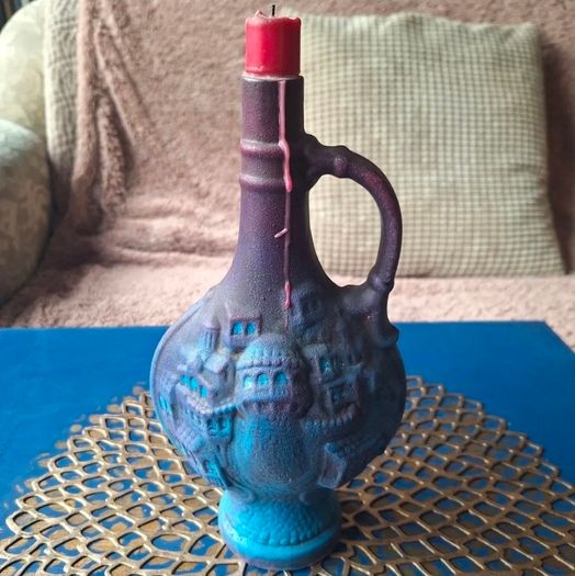 Hand painted Upcycled Wine Bottle Candle
