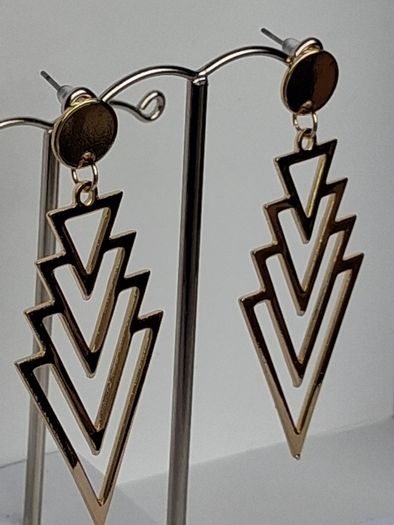 Gold Chevron Geo Hollow Out Earrings
