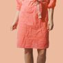 New pink dress Woolworth XS with embroidered details, cinched at the waist with a matching fabric belt Image 10