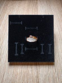 14K Solid Gold Ring, 585 Hallmarked, Cubic Zirconia, Size O, 3.46g