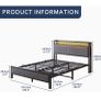 King Size Bed Frame with Upholstered Headboard, Wooden Storage Headboard Shelf, 5ft Upholstered Bed Frame Kingsize with Charging Station/USB Ports and LED Lights (Gray King Bed) Image 8