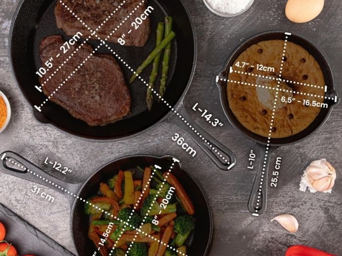 Pre-Seasoned Cast Iron Skillet Frying Pans Oven Safe Cookware for Indoor & Outdoor Use - Grill, StoveTop