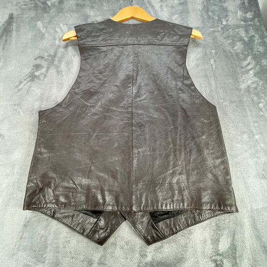 Black Goat Leather Stylish Waistcoat Mens Size M - Push Studs - Lined