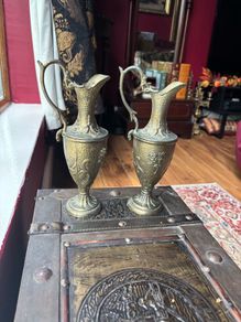 vintage art nouveau style brass ewers