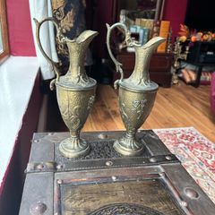 vintage art nouveau style brass ewers
