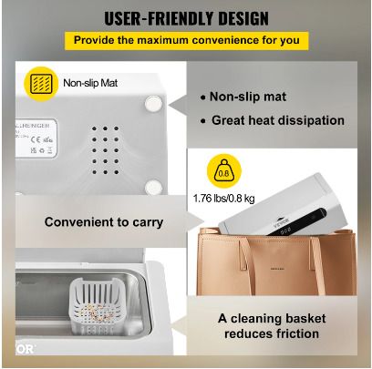BRAND NEW 500ml Ultrasonic Cleaner Mini Portable Washing Machine Ultrasound Bath Sonic Cleaning Devices for Glasses Home Appliances