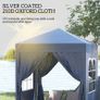 2 x 2 m Garden Pop Up Gazebo, Wedding Party Tent Marquee, Water Resistant Awning Canopy with Sidewalls, Windows, Carry Bag, Blue Image 5
