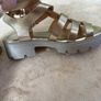 Gladiator style gold wide fit sandals Image 2