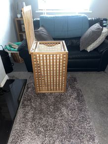 Wooden lattice laundry basket