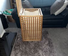 Wooden lattice laundry basket