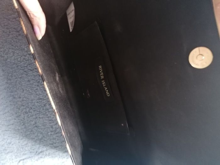 River Island leopard clutch bag