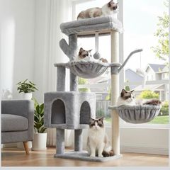 Cat Tree, 100cm Tower with All-Sisal Wrapped Scratching Post