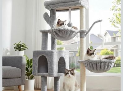 Cat Tree, 100cm Tower with All-Sisal Wrapped Scratching Post