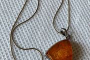 Vintage sterling silver Baltic amber necklace