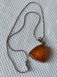 Vintage sterling silver Baltic amber necklace