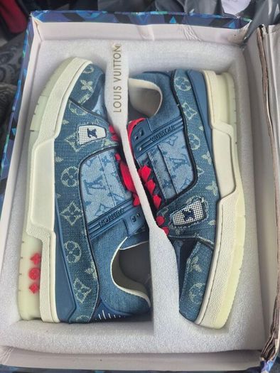 Blue Denim Monogram Skate Shoes